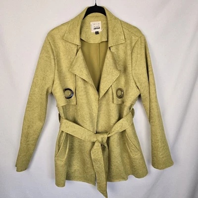Smash! Chaqueta Blazer Mujer Pequeña Chartreuse Cinturón Imitación Gamuza Terciopelo Clásico Foto 1 de 4