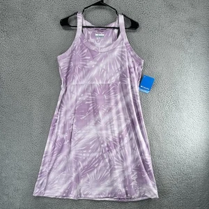 Columbia NWT Cold Bay Tank Dress Size XL Purple Floral Omni Wick Stretch H2 - Picture 1 of 9