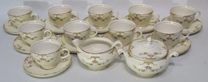 Homer Laughlin guscio d'uovo Nautilus "Aristocrat" 10 tazze e piattini, crema, zucchero - Foto 1 di 11