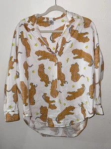 Blusa Sheridan Francesa Mujer Tejida Buceo Talla XS Crema Tigre Novedad Estampado Resort - Imagen 1 de 5