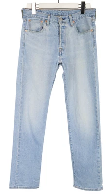Jeans Levi's 501 Para Hombre W30/L32 Azul Claro Corte Recto Desgastado Con Botón - Imagen 1 de 4
