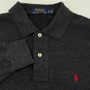 Polo Ralph Lauren Long Sleeve Polo Shirt Dark Charcoal Heather Men's Size M - Picture 1 of 7