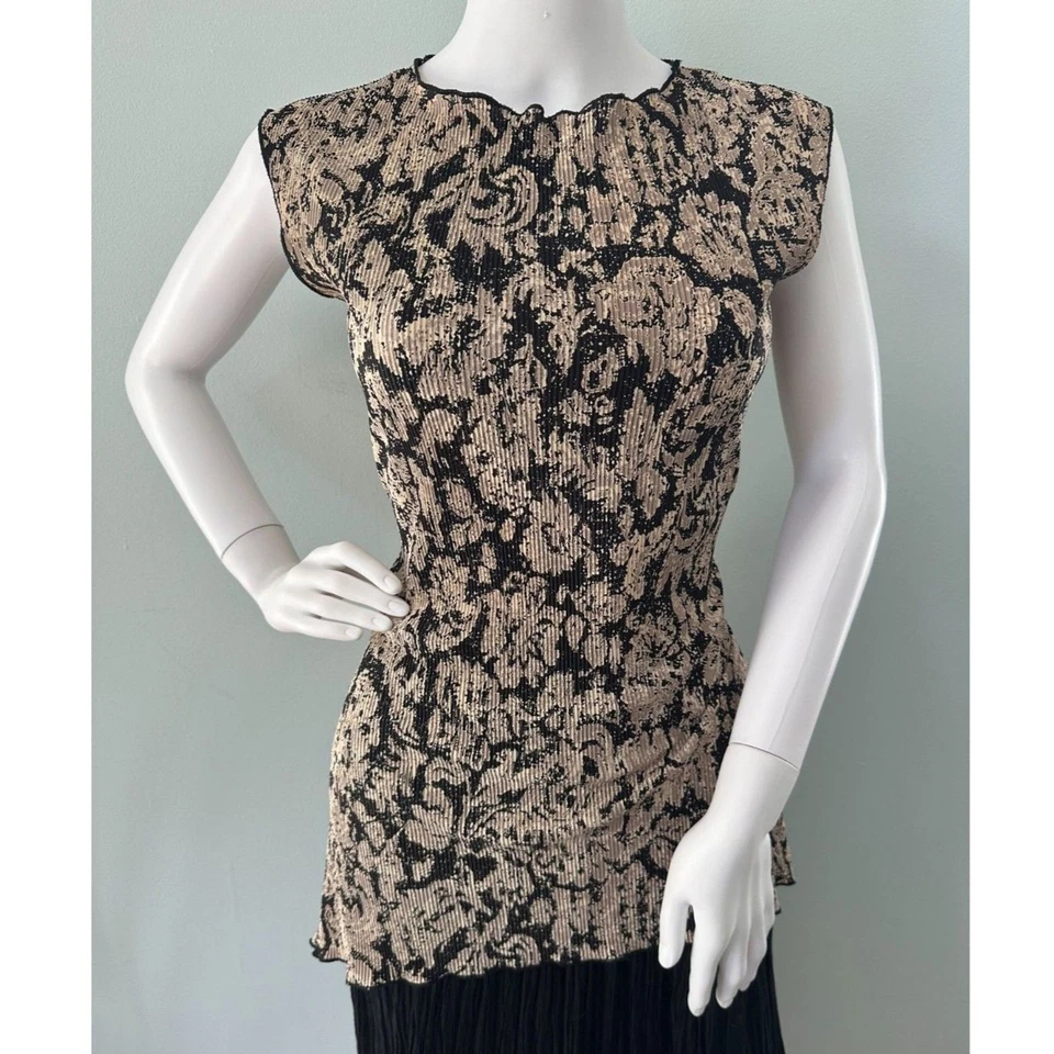 Top túnica sin mangas Connected Apparel vintage años 90 negro y tostado talla 6 Foto 1 de 4