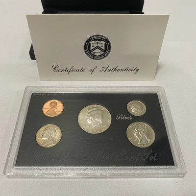 1996 S Silver Proof Set 5 Coins w/ Box & COA Kennedy Half Washington Quarter - Image 1 of 4