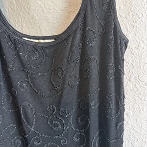 Vintage Cache Maxikleid schwarz Perlen ärmellos Größe Medium Stretch Y2K 90er - Bild 1 von 6