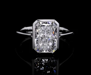 3.00 CT  Radiant Cut Wedding Ring IGI Certified Lab Created Diamond 950 Platinum - Picture 1 of 12