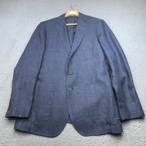 Peter Millar Sport Coat Mens Medium Blue Linen Soft Unstructured Blazer Jacket - Picture 1 of 15