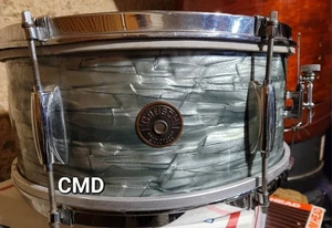 RARE VINTAGE GRETSCH ROUND BADGE 6.5X14 DIXIELAND BLUE PEARL SNARE DRUM 50s 60s - Picture 1 of 5