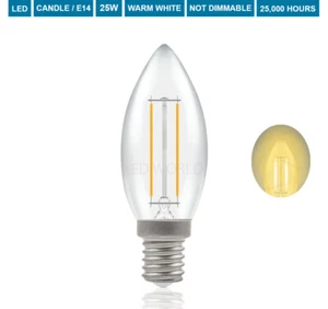 Candle 25 Watt Small Screw LED Bulbs Candle E14 2W=25W Warm White Light Bulbs - Picture 1 of 11