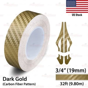 3/4" Vinyl Pinstriping Pin Car Styling Tape Sticker 19mm CARBON FIBER DARK GOLD - Picture 1 of 12
