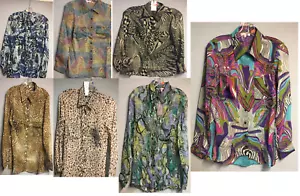 Women's Button Down Shirt Long sleeve utility top blouse Leopard Hawaiian prints - Picture 1 of 16