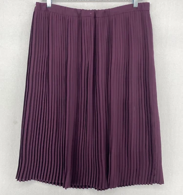 EILEEN FISHER Falda 14 Plisada Crepé Forrado Cuchillo Midi Pull On Pasas Púrpura Foto 1 de 4