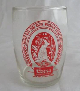 Vtg COORS Beer 3" TASTING GLASS Clear Red Logo Rocky Mountain Ale Small Taste - Picture 1 of 4