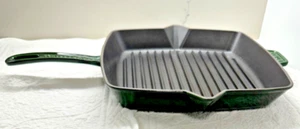 STAUB CAST IRON 12" SQUARE GRILL PAN IN BASIL - Picture 1 of 5