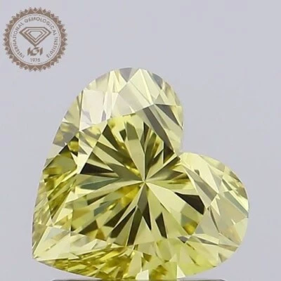 personalized gift lab diamond fancy intense yellow 1.20ct VS1 heart cut igi - Image 1 of 4