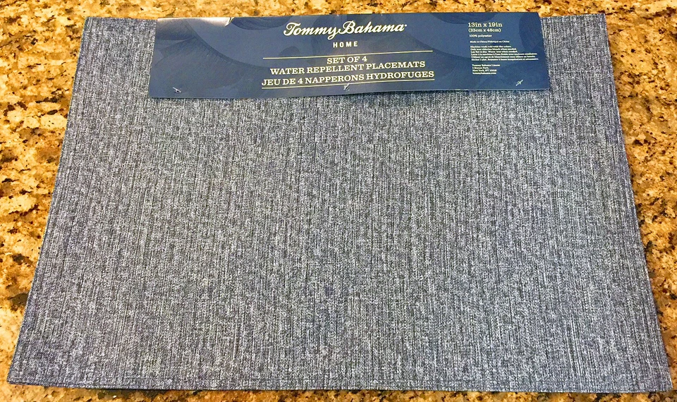 Tommy Bahama Blue Denim Indoor/Outdoor Water Repellent Placemats Set of 4 - Image 1 of 1