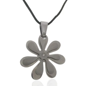Ciondolo margherita mm 26x26 in acciaio lucido-satinato con strass bianco - Foto 1 di 2