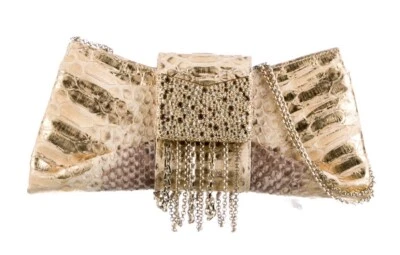 BOLSO DE HOMBRO/NOCHE JUDITH LEIBER METALIZADO PITÓN PIEL DE SERPIENTE Y CRISTAL  Foto 1 de 4