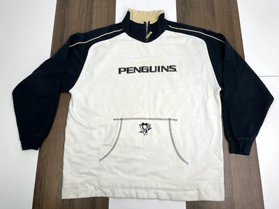 Majestic Mens Size XL Pittsburgh Penguins NHL Black White Pullover High Sweater - Image 1 of 4