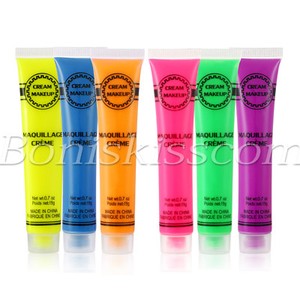 6 Pack Face Body UV Paint Fluorescent Blacklight Glow Set Makeup Party Body Art