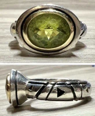 Vintage Designer John Atencio Sterling SIlver & 18K Gold Peridot Ring, Size 6 - Image 1 of 4