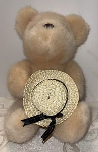 Sugarloaf Plush Stuffed Animal Teddy Bear Beige Straw Hat Kids Toy Collectors - Picture 1 of 6