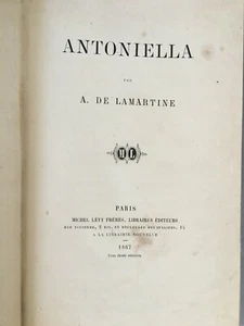 LAMARTINE. Antoniella. Edition originale . Lévy 1867. Reliure demi-cuir - Imagen 1 de 9