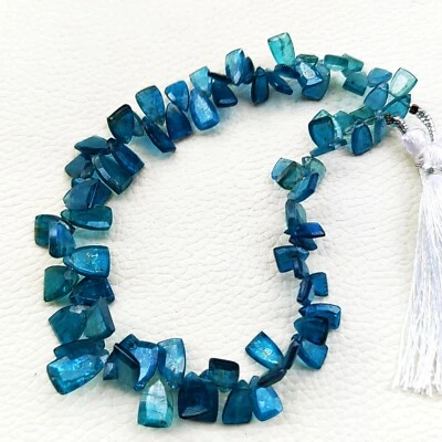 Gema de cianita azul verdoso natural 9x5 a 10x7 mm tamaño cuentas facetadas hilo de 10" Foto 1 de 4