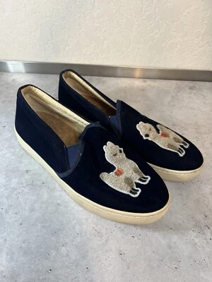 Soludos Women's Blue Velvet Cute Llama Patch Slip On Shoes Size: 9 - Image 1 of 4