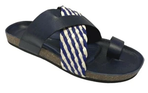 Nekta Men's Slip On Blue Leather Sandals DLM-1699 - Picture 1 of 2
