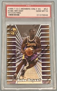 Kobe Bryant 96 Topps Stadium Club “Members Only” 55 RC #52 W/Coating PSA 10