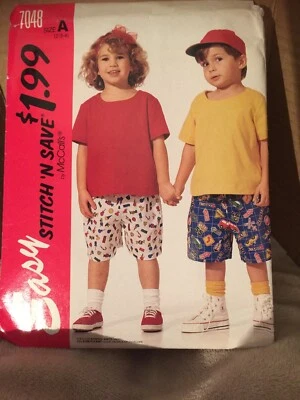 McCalls Stitch ‘N Save Childrens Top & Shorts 7048 Size A 2-3-4 Pattern Sewing - Image 1 of 4
