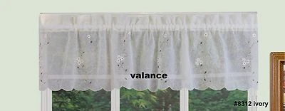 Cortina de cocina bordada margarita cenefa niveles o botines marfil ropa de cama creativa Foto 1 de 2