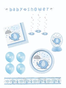 Blue Baby Shower Boys Elephant Decorations - Picture 1 of 4