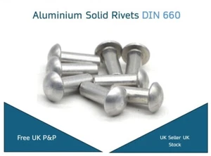 Aluminium Dome Head/Round Head Rivet - Solid DIN660/124 5mm Diameter - Picture 1 of 1