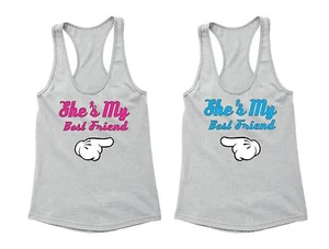 2 FOR 1 SALE: BFF She's My Best Friend Matching Couples Tanks Cotton Blend S-6X - Picture 1 of 2