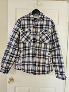 Jack South Plaid Flannel Fleece-Lined Mens Button Down Shacket 4 Pockets Sz.XL - Picture 1 of 17