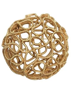 Trifari Crown Over T Vintage 1960s Brutalist Wriggly Open Domed Brooch, Signed - Picture 1 of 8