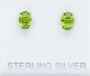 GENUINE 2.14 Cts PERIDOT STUD EARRINGS .925 STERLING SILVER - NWT - Picture 1 of 5