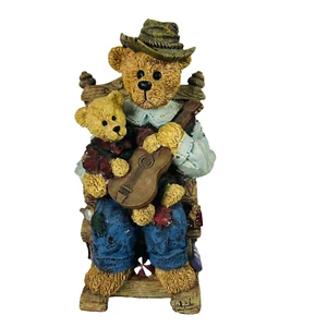 Papa Teddy Bear & Cub Figurine - Grand Dad in Rocking Chair with Guitar - Boyd ? - Picture 1 of 6