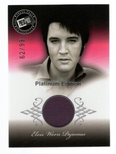 ELVIS PRESLEY 2007 PRESS PASS ELVIS IS WORN-PAJAMAS PLATINUM RELIC CARD #62/99
