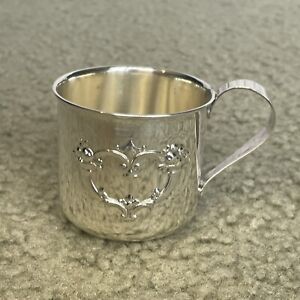 Reed & Barton for Children Sterling Silver Floral Heart Baby Cup #X566