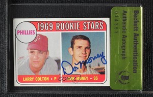 1969 Topps Larry Colton Don Money BAS Certified Beckett Auth Sticker Rookie RC