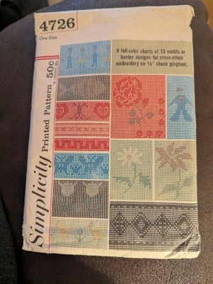 Simplicity Vintage 1960's Chart Pattern #4726 Embroidery Cross Stitch  - Image 1 of 2