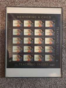 U.S. COMM PANE OF 20, 2001 MENTORING A CHILD Framed - Picture 1 of 2