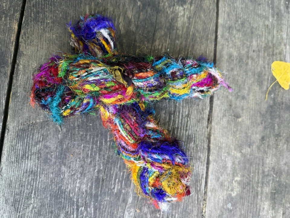 Darn Good Yarn Recycled Silk Ribbon Yarn Multi Colored TWO 54g Bulky - Image 1 of 2