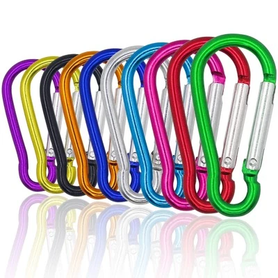 Lot de 10 Mousqueton Porte Clé de Verrouillage en Aluminium Avec Anneau en D ... - Photo 1/4