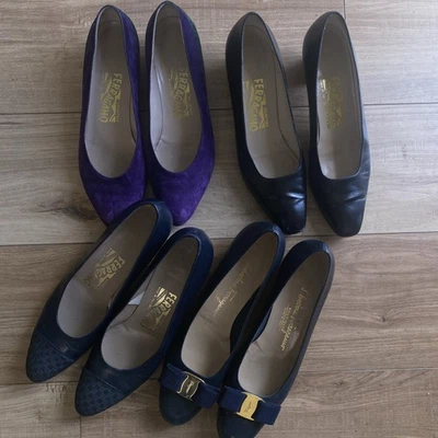 4pr lot Vintage Salvatore Ferragamo Dress Shoes Womens SZ 7.5 and 8  - Image 1 of 4