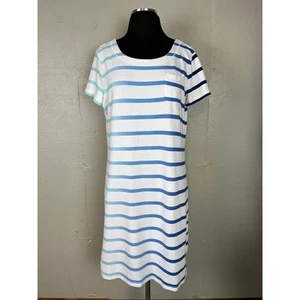 T BY TALBOTS Damen Midi Shirt Kleid Gr. Large Ombré blau weiß gestreift - Bild 1 von 12