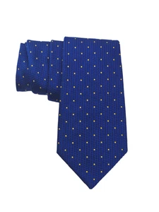 Turnbull & Asser klassische Krawatte blau gelb geometrische Punkte Handarbeit England Krawatte - Bild 1 von 9